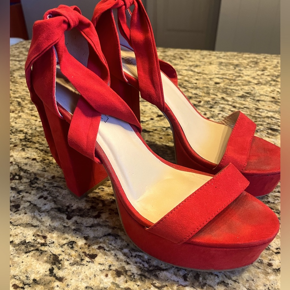 Fashion nova plot twist heels. Red. Size ten. Normal wear.